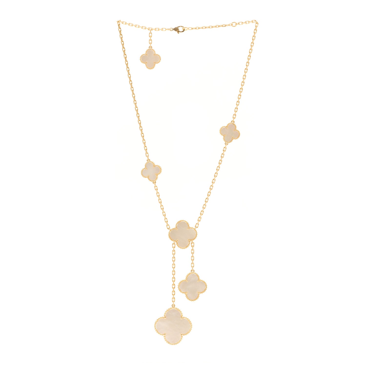Van Cleef & Arpels 18K Yellow Gold Mother of Pearl 6 Motifs Magic Alhambra Necklace 3 of 5