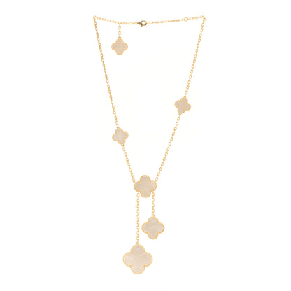 Van Cleef & Arpels 18K Yellow Gold Mother of Pearl 6 Motifs Magic Alhambra Necklace 3 of 5