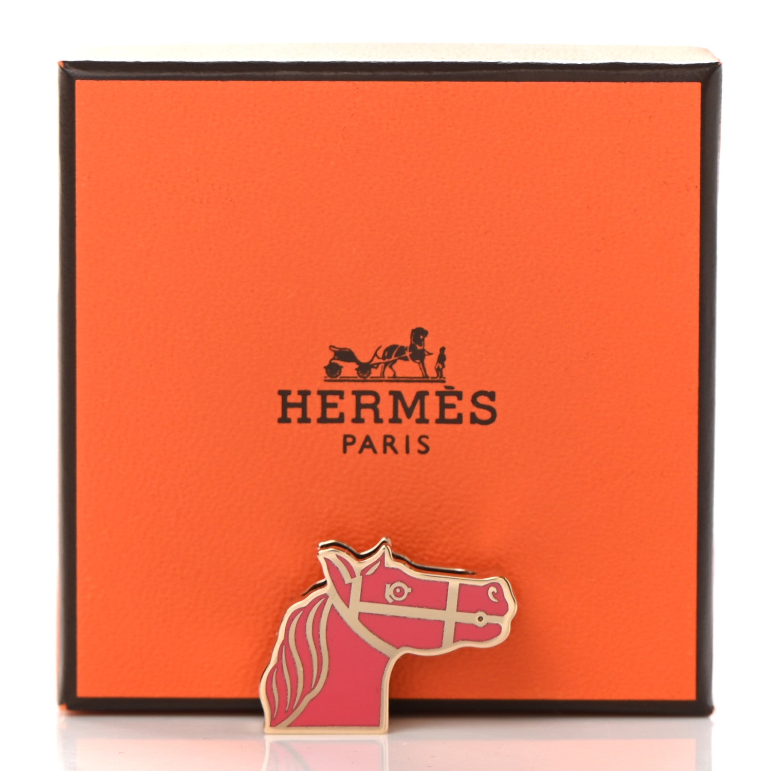 Hermes Permabrass Lacquered Quadrige Twilly Scarf Ring Rose Corail 4 of 4