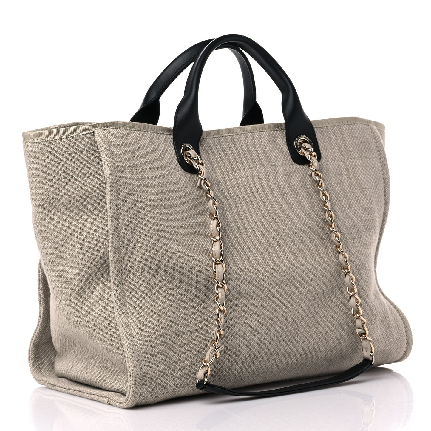 Mixed Fibers Medium Deauville Tote Beige Black