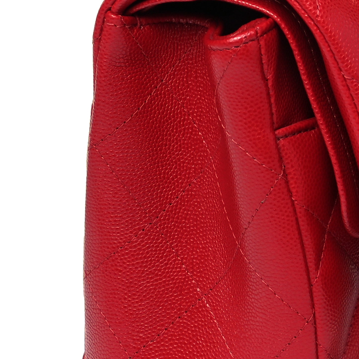 Caviar Quilted Jumbo Double Flap Red