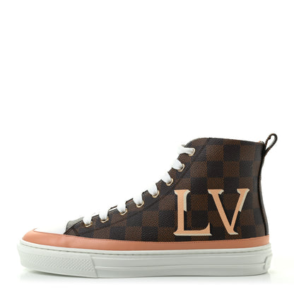 Louis Vuitton Damier Ebene Stellar High Top Sneakers 38.5 Venus Pink 1 of 7