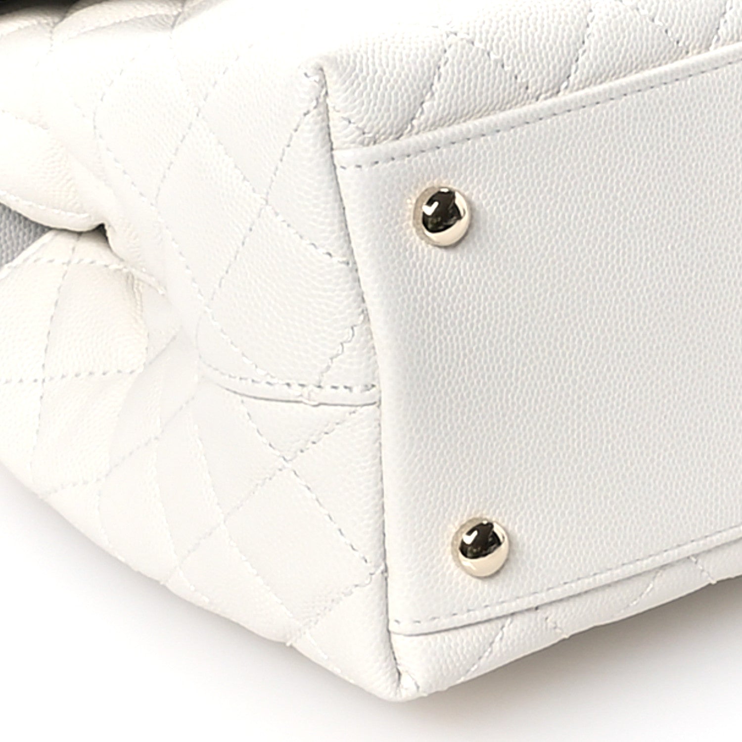 Chanel Caviar Quilted Small Coco Handle Flap White 9 of 10