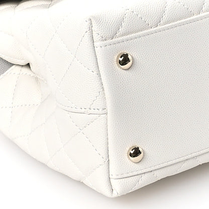 Chanel Caviar Quilted Small Coco Handle Flap White 9 of 10