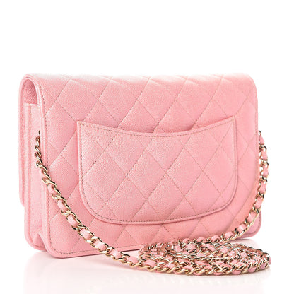 Chanel Iridescent Caviar Quilted Wallet on Chain WOC Rose Pink 3 of 11