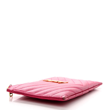 Saint Laurent Grain De Poudre Chevron Monogram Bill Pouch Fresh Fuxia 4 of 13