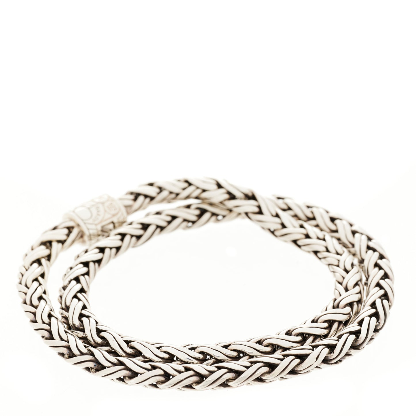 Sterling Silver White Topaz Classic Chain Kepang Double Wrap Bracelet
