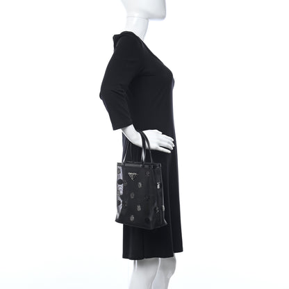 Prada Mesh Sequin Polka-Dot Small Tote Bag Black 2 of 15