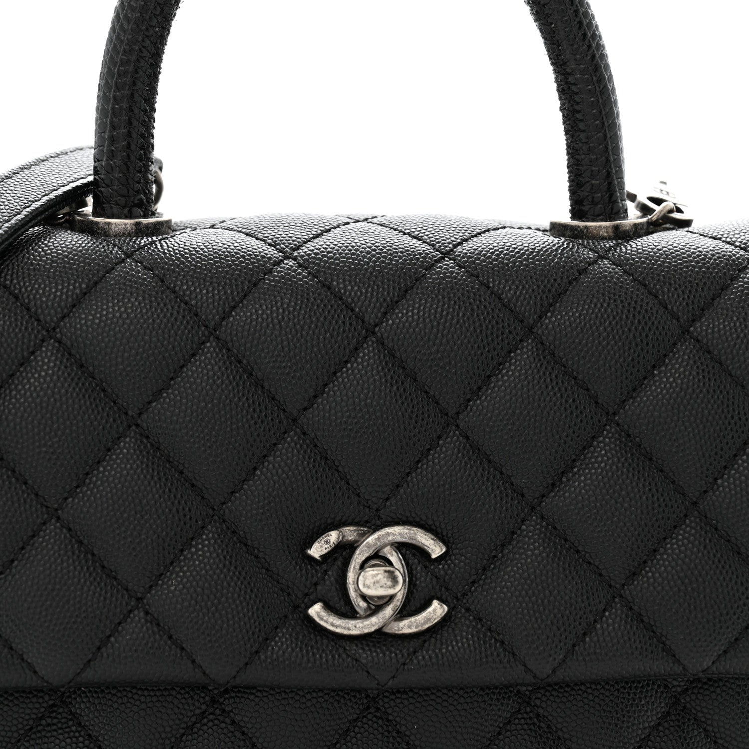 Chanel Caviar Lizard Embossed Quilted Mini Coco Handle Flap Black 8 of 15