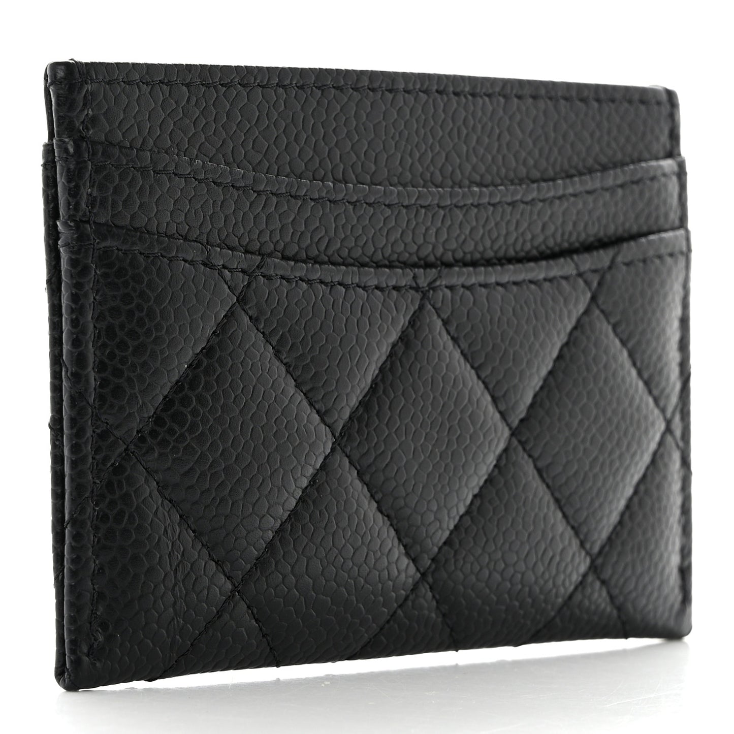 Caviar Quilted Card Holder Black