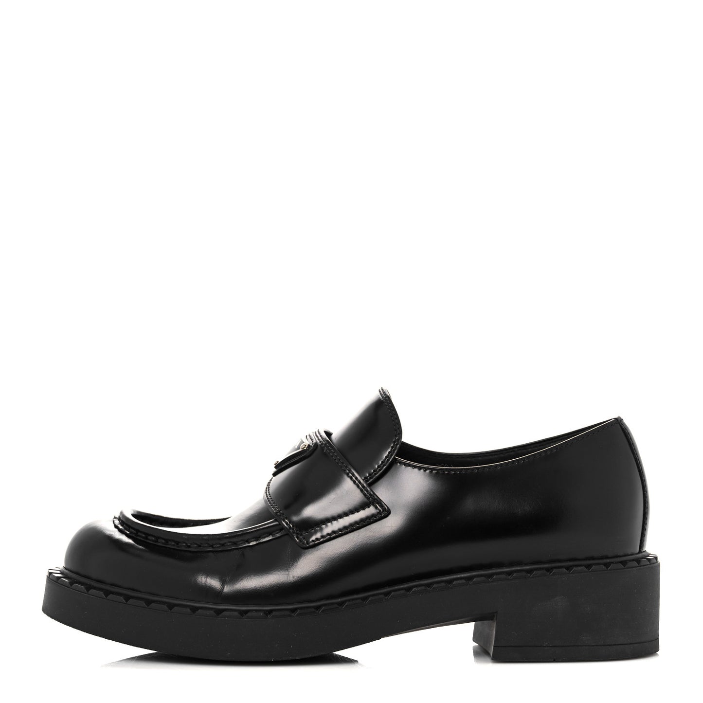 Spazzolato Metal Triangle Logo 50mm Loafers 39 Black