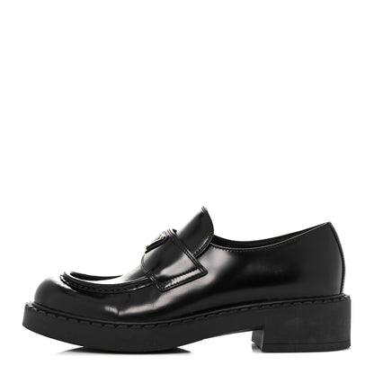 Prada Spazzolato Metal Triangle Logo 50mm Loafers 39 Black 1 of 12