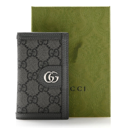 Gucci GG Supreme Monogram Textured Dollar Calfskin Ophidia Card Case Grey Black Graphite Grey 9 of 9