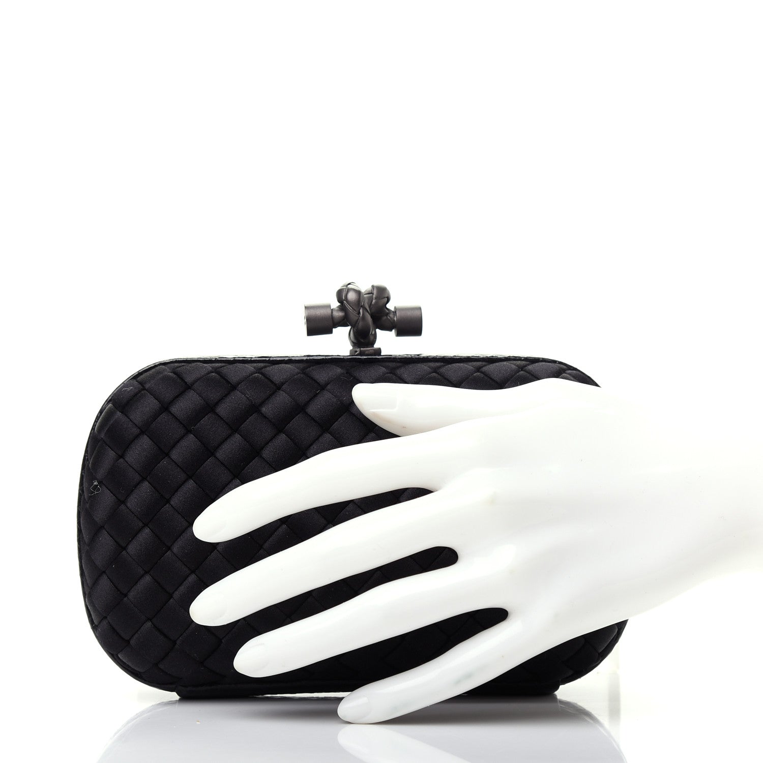 Bottega Veneta Satin Intreccio Impero Ayers Knot Clutch Black 2 of 8