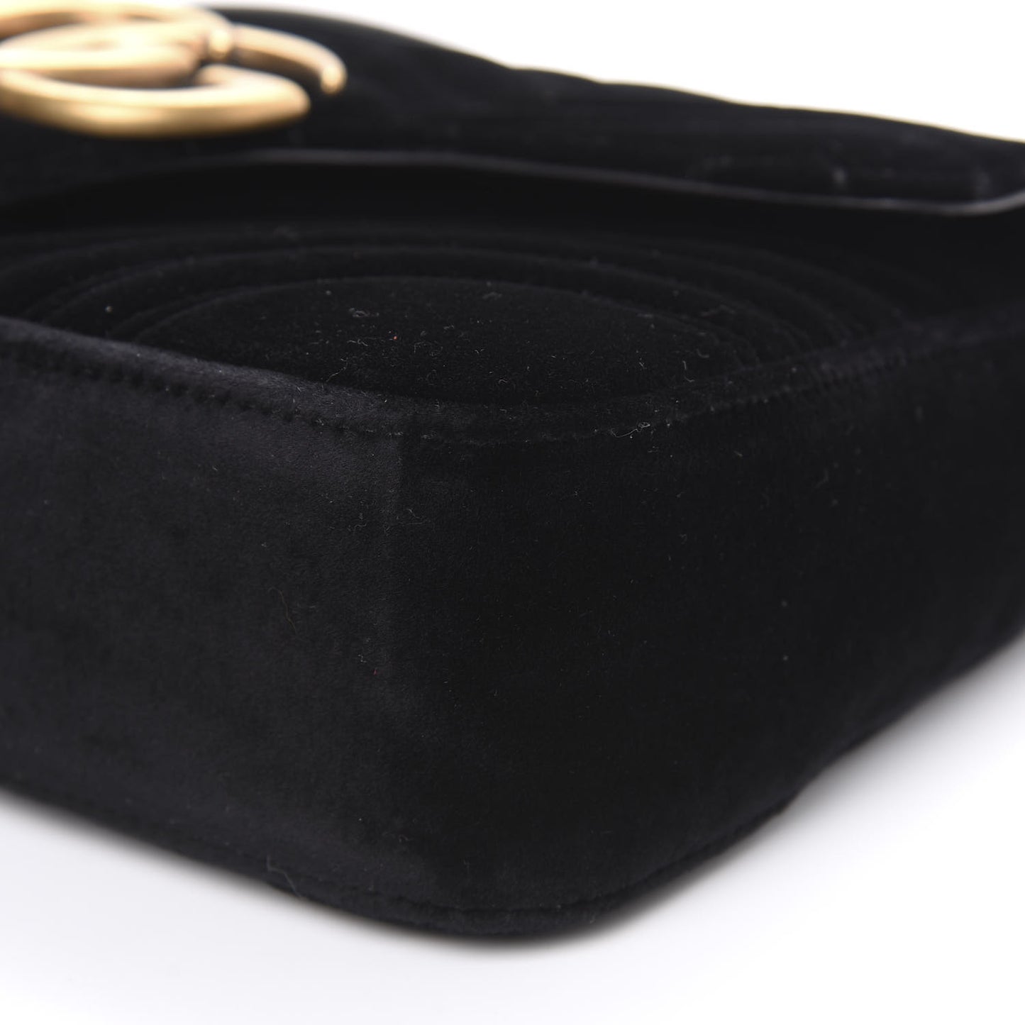 Velvet Matelasse Medium GG Marmont Shoulder Bag Black