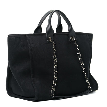 Chanel Canvas Pearl Medium Deauville Tote Black 2 of 7