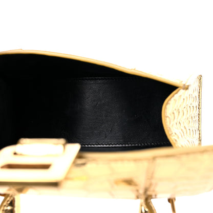 Balenciaga Metallic Calfskin Crocodile Embossed Hourglass Top Handle Bag XS Gold 5 of 13
