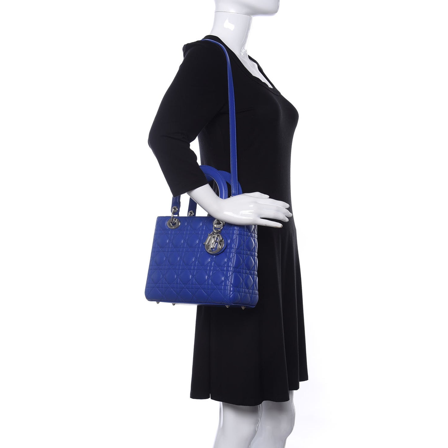 Lambskin Cannage Medium Lady Dior Blue Persan