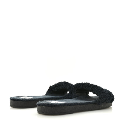 Chanel Terry CC Flat Mules Sandals 40 Black 5 of 11