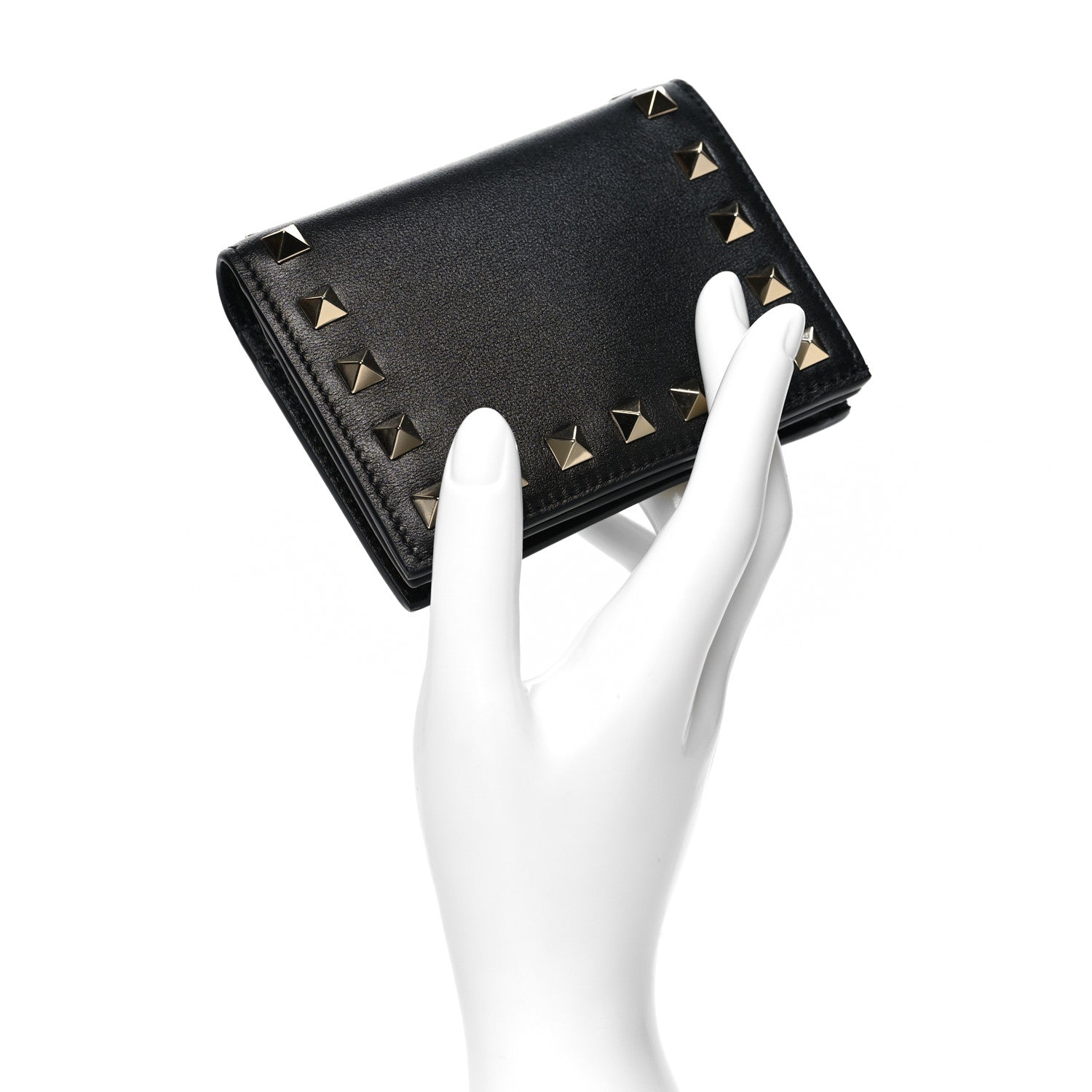 Valentino Garavani Calfskin Rockstud Bi-Fold Card Holder Black 2 of 8