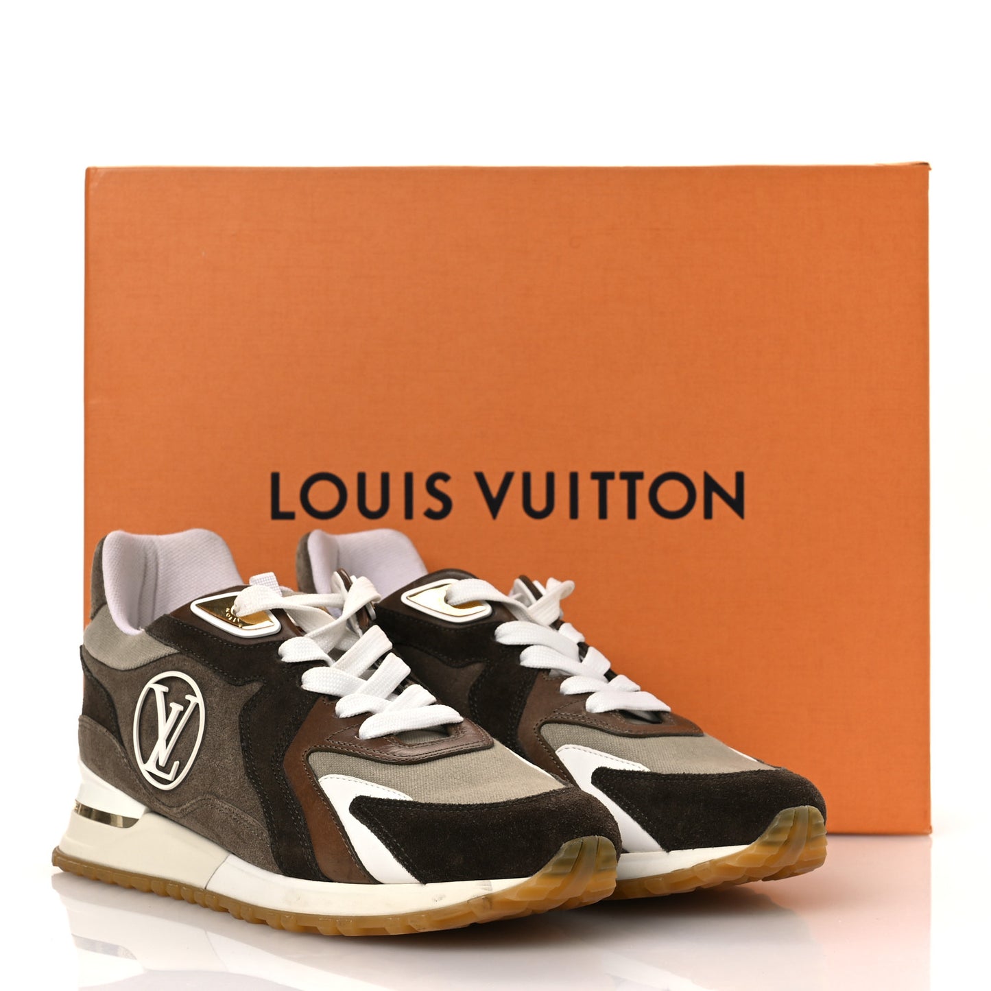 Calfskin Suede Run Away Sneakers 37.5 Kaki