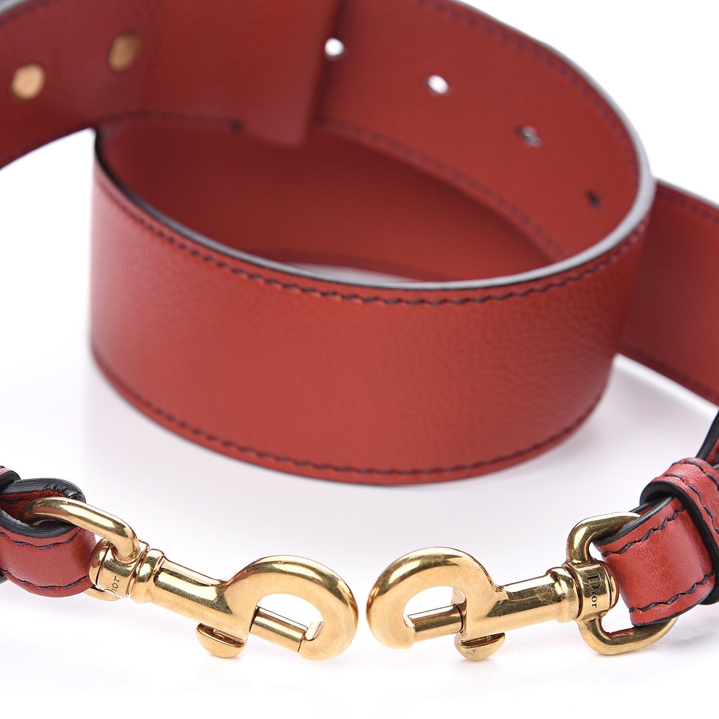 Grained Calfskin D Fence Saddle Bag Adjustable Shoulder Strap Red