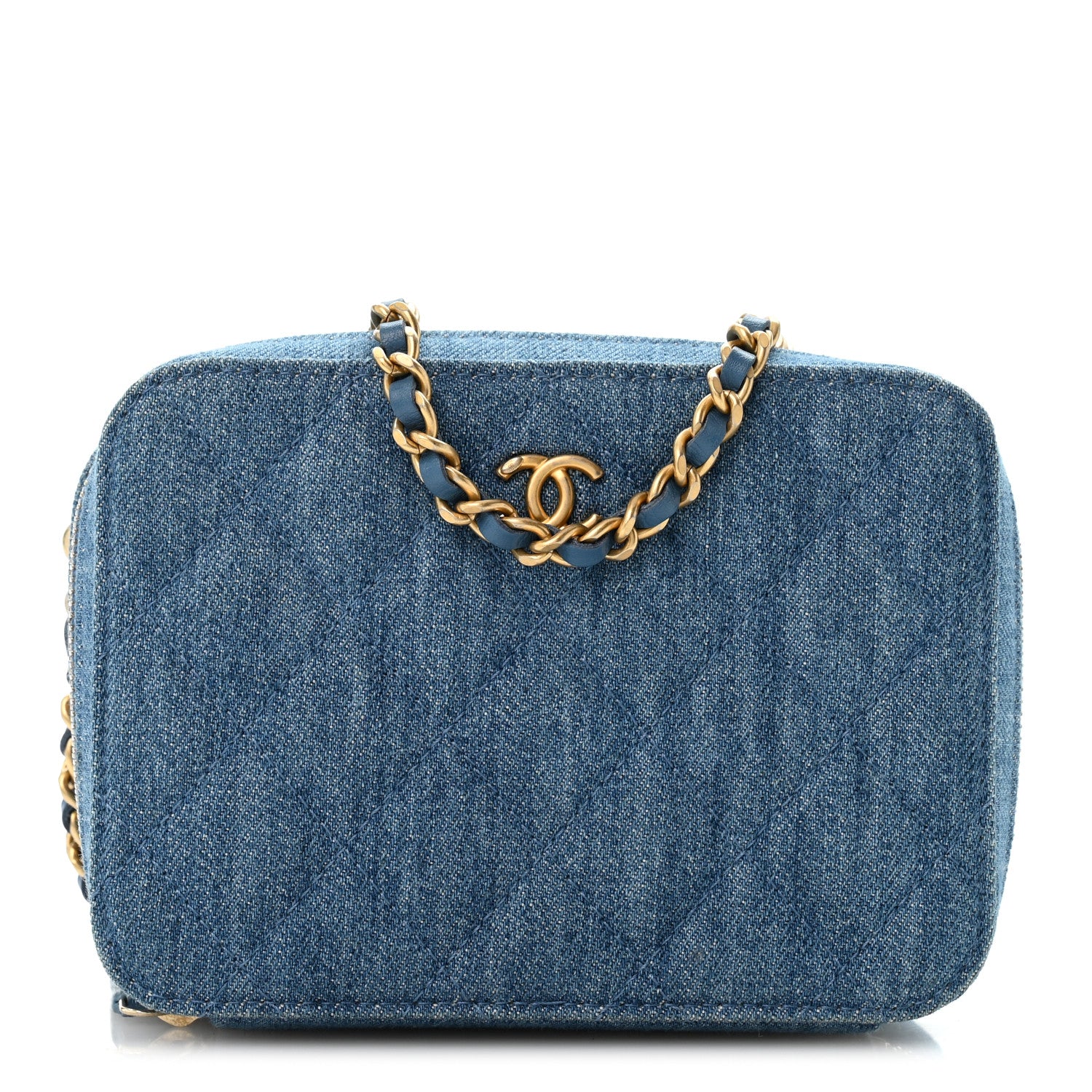 Chanel Denim Quilted CC Pearl Crush Camera Case Blue 1 of 11