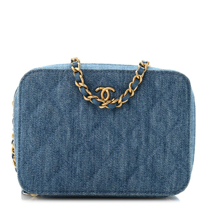 Chanel Denim Quilted CC Pearl Crush Camera Case Blue 1 of 11