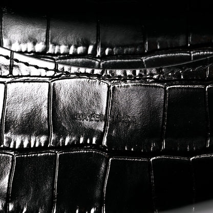 Balenciaga Shiny Supple Calfskin Crocodile Embossed Brass Hardware Neo Classic City Black 6 of 10