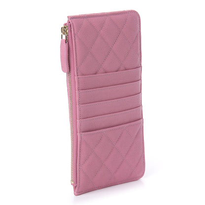 Chanel Caviar Quilted Boy Flat Wallet Pouch Pink 3 of 10