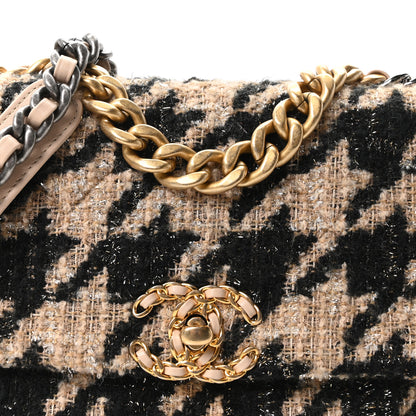 Chanel Tweed Houndstooth Quilted Medium Chanel 19 Flap Beige Black 8 of 11