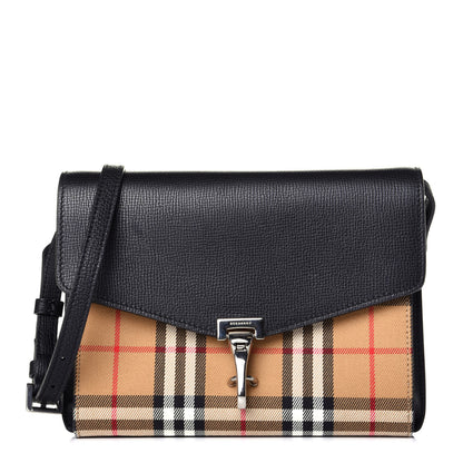 Burberry Derby Calfskin Vintage Check Small Macken Crossbody Bag Black 1 of 9