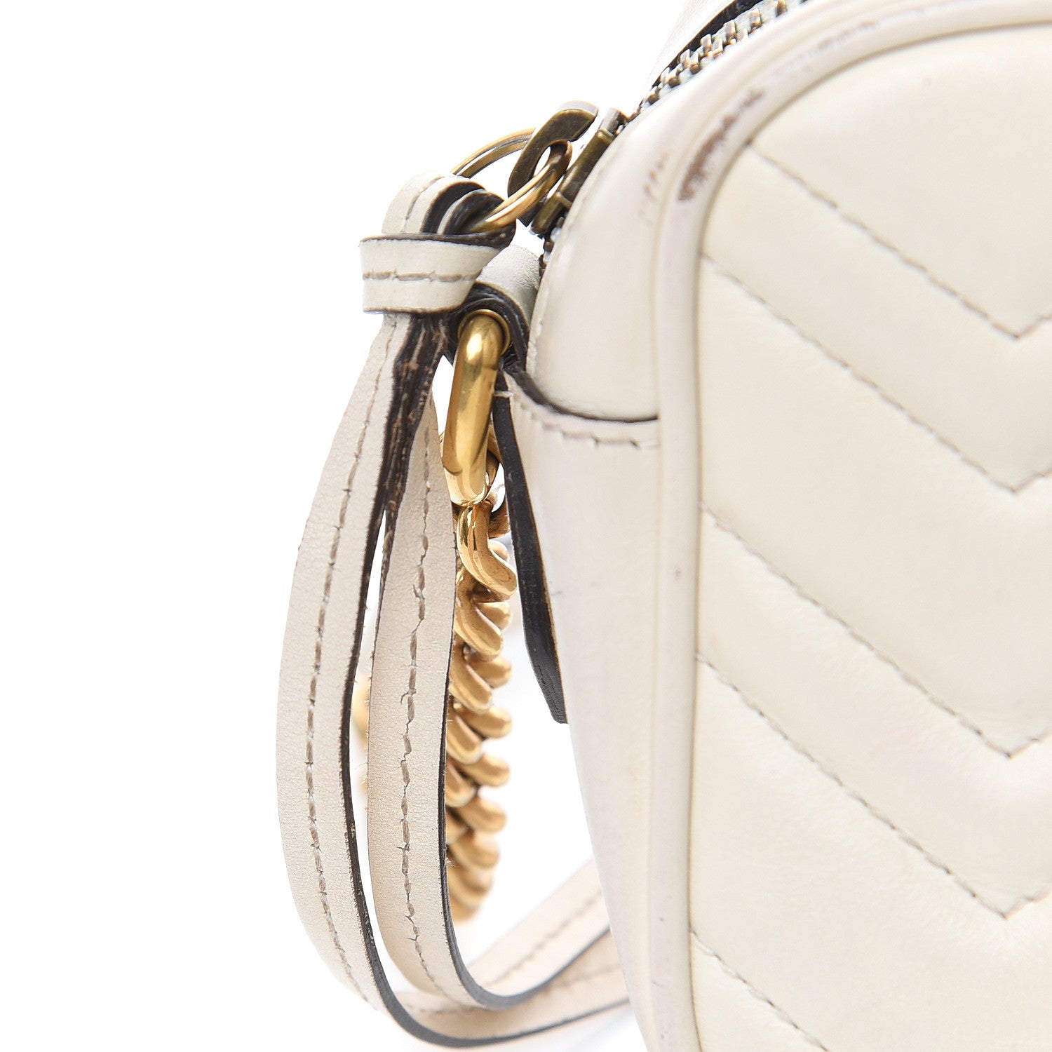 Gucci Calfskin Matelasse Mini GG Marmont Chain Shoulder Bag White 13 of 18