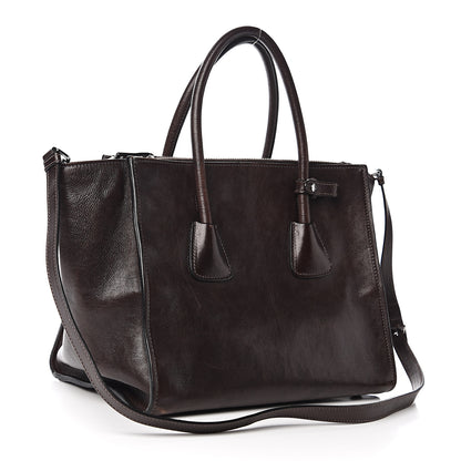 Prada Glace Calfskin Twin Pocket Tote Moro 2 of 13