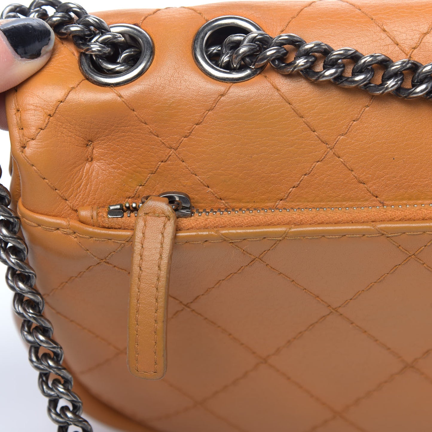 Calfskin Stitched Medium CC Sellier Flap Beige