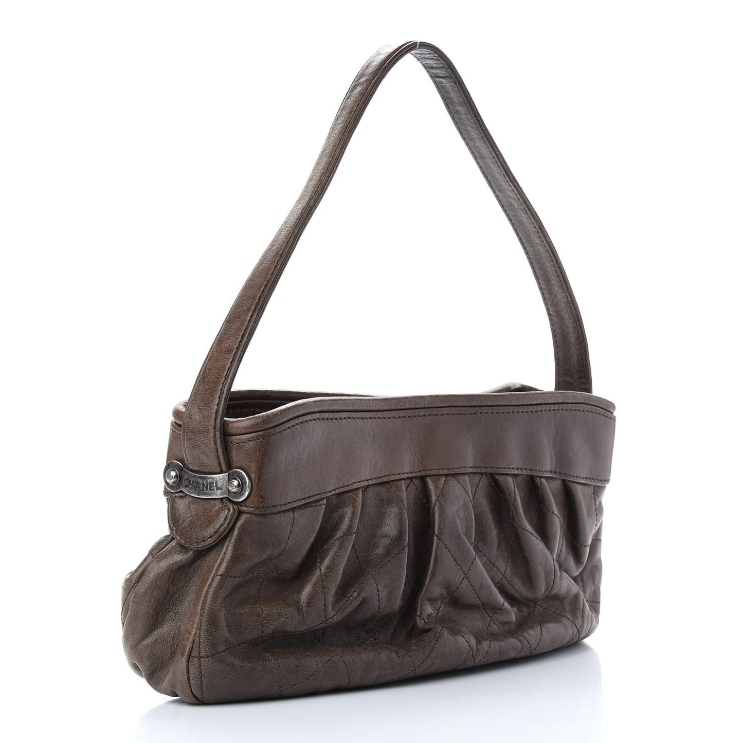 Calfskin Quilted Shoulder Bag Brown