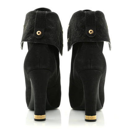 Louis Vuitton Suede Lace Up Ankle Boots 39 Black 5 of 14