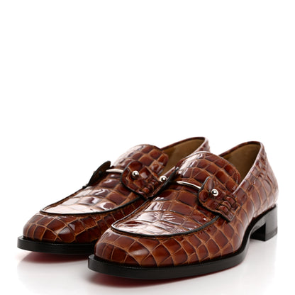 Christian Louboutin Croc Calfskin Embossed Chambelimoc Loafers 40.5 Acajou 3 of 8