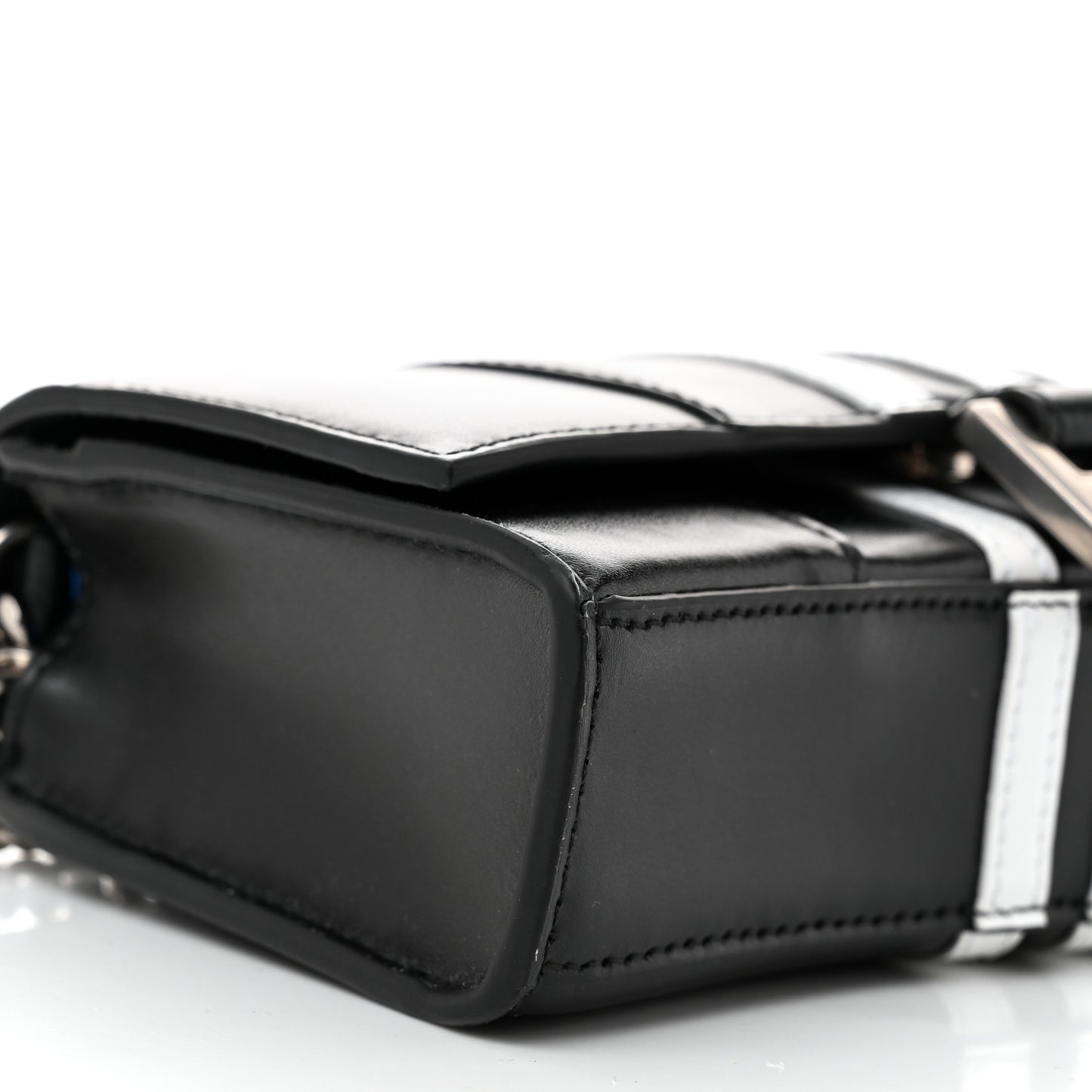 X ADIDAS Box Calfskin Hourglass Chain Bag Black