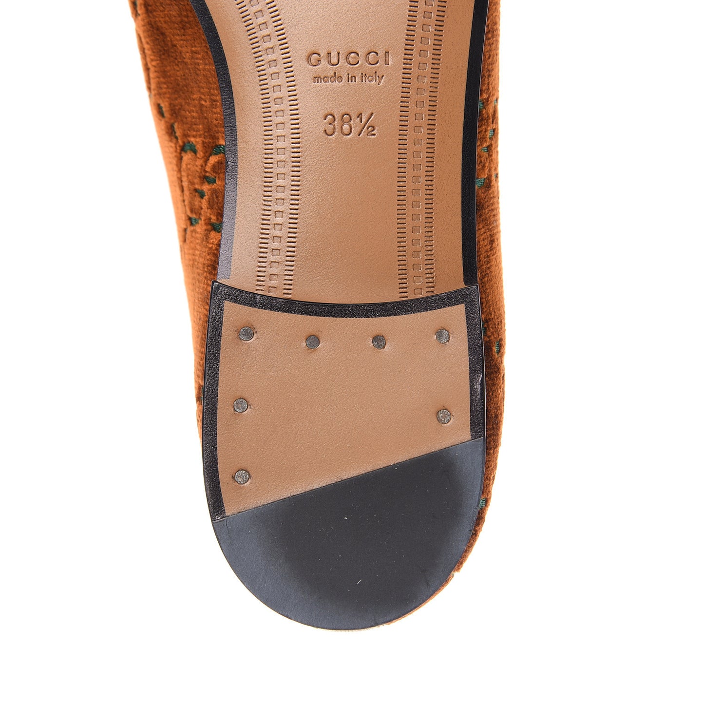 Velvet GG Monogram Horsebit Womens Jordaan Loafers 38.5 Cognac Green