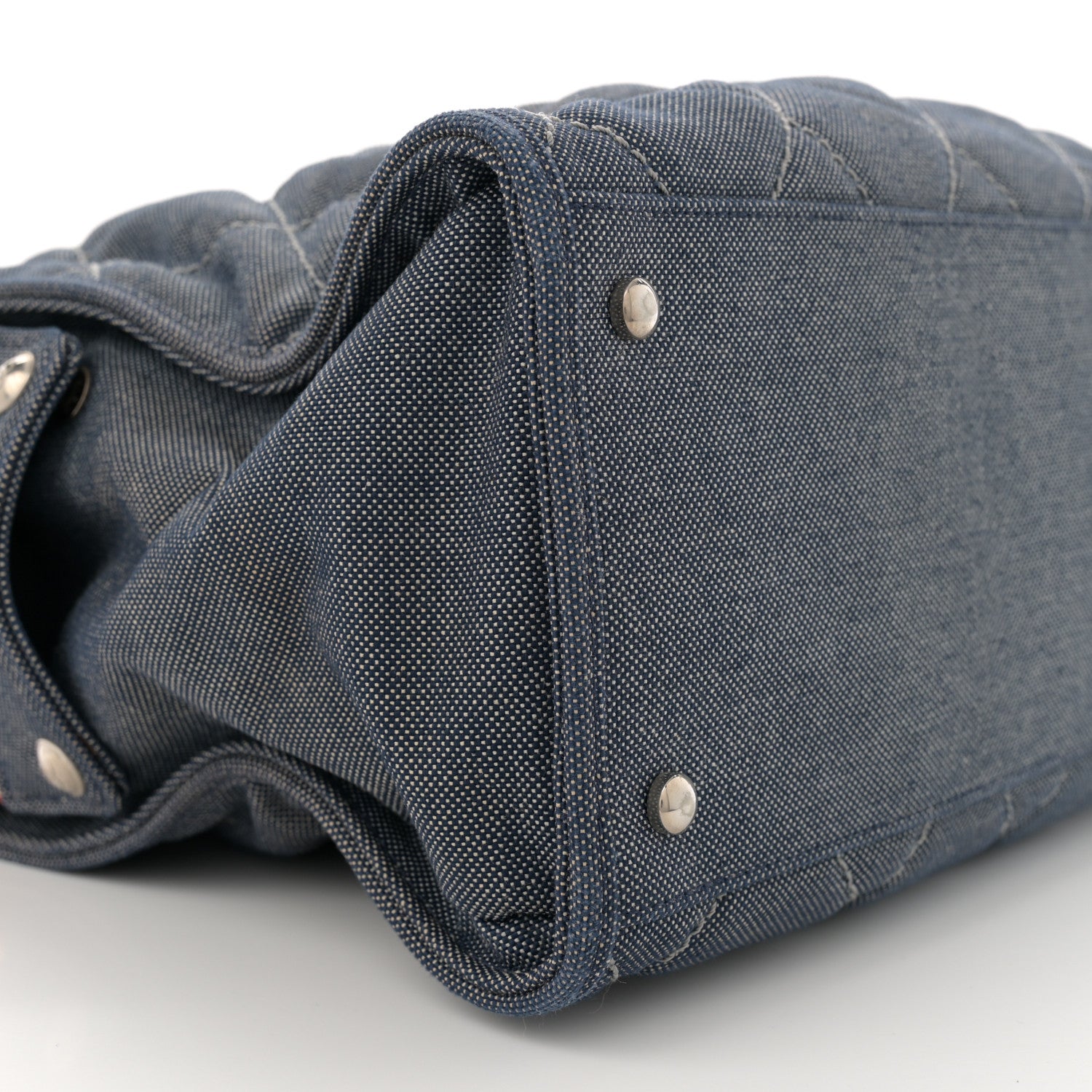 Chanel Denim Quilted CC Tote Bag Blue 9 of 14