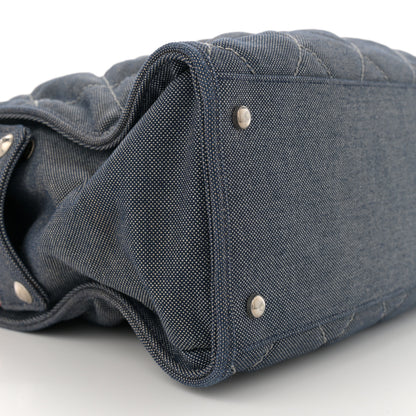 Chanel Denim Quilted CC Tote Bag Blue 9 of 14