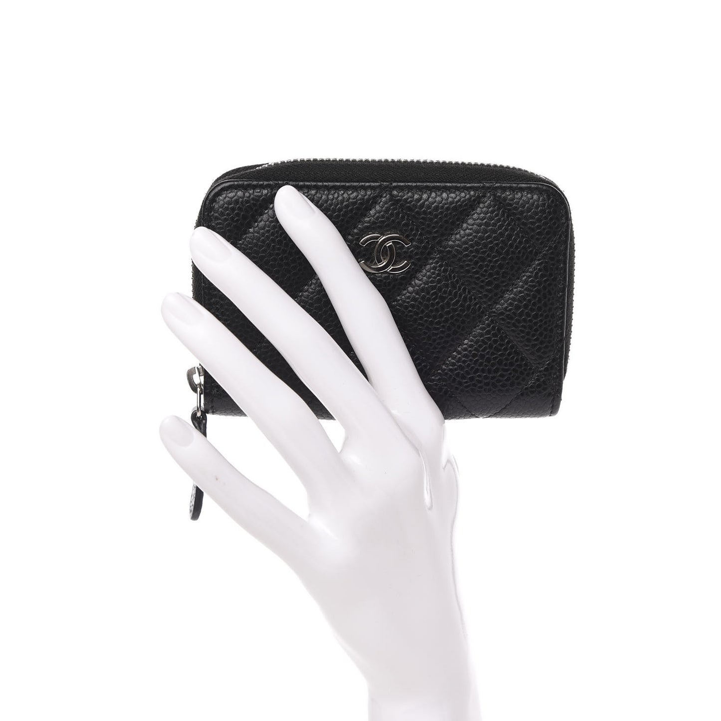 Caviar Quilted Zip Coin Purse Black