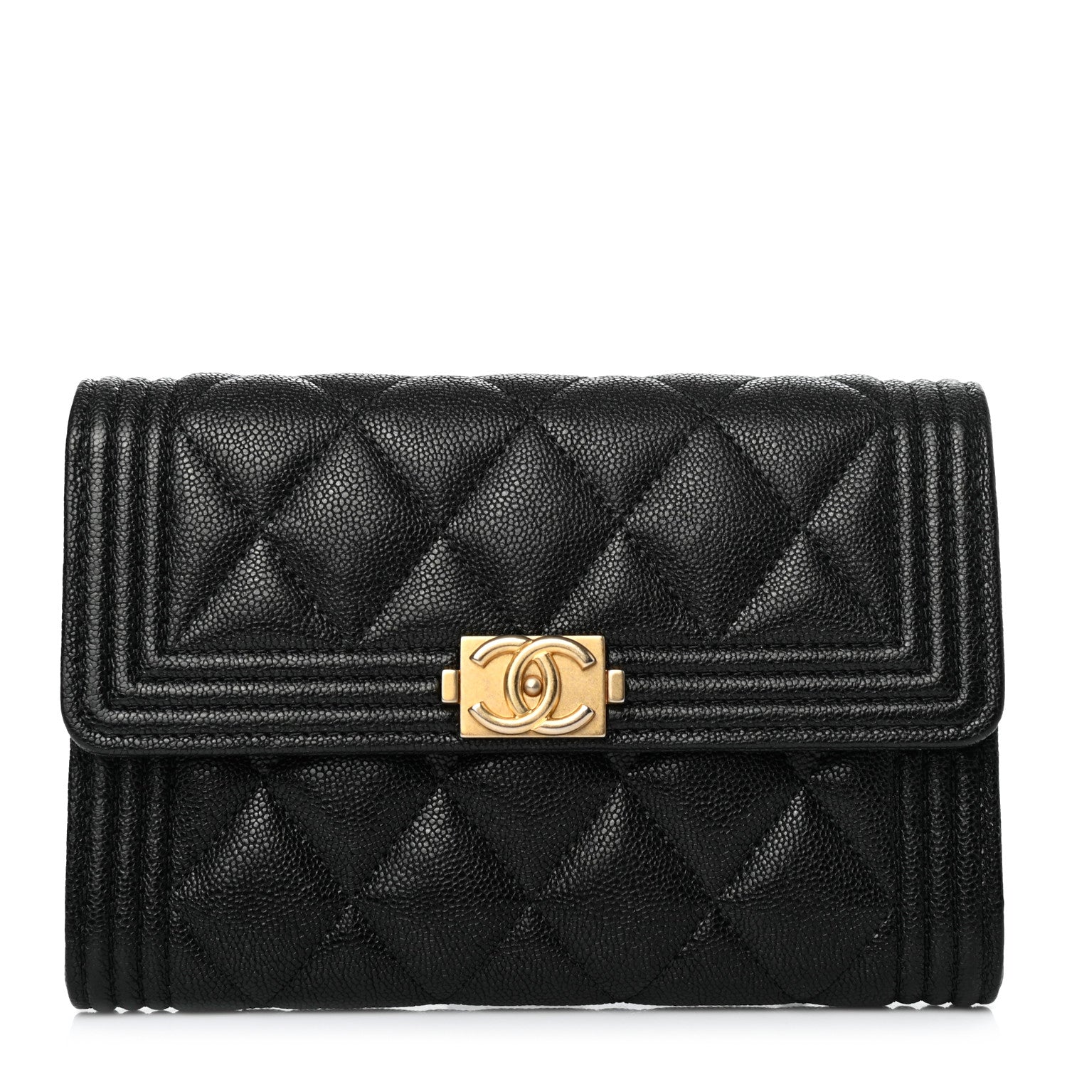 Chanel Caviar Quilted Medium Boy Flap Wallet Black 1 of 7