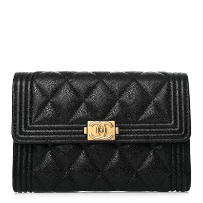 Chanel Caviar Quilted Medium Boy Flap Wallet Black 1 of 7
