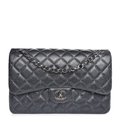 Chanel Metallic Caviar Quilted Jumbo Double Flap Dark Grey 1 of 8