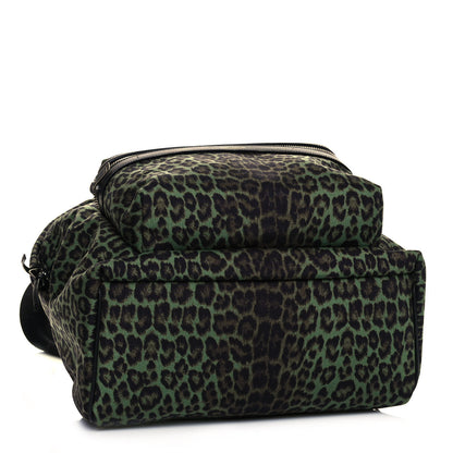 Saint Laurent Printed Canvas Leopard Classic Hunting Backpack Green 3 of 11