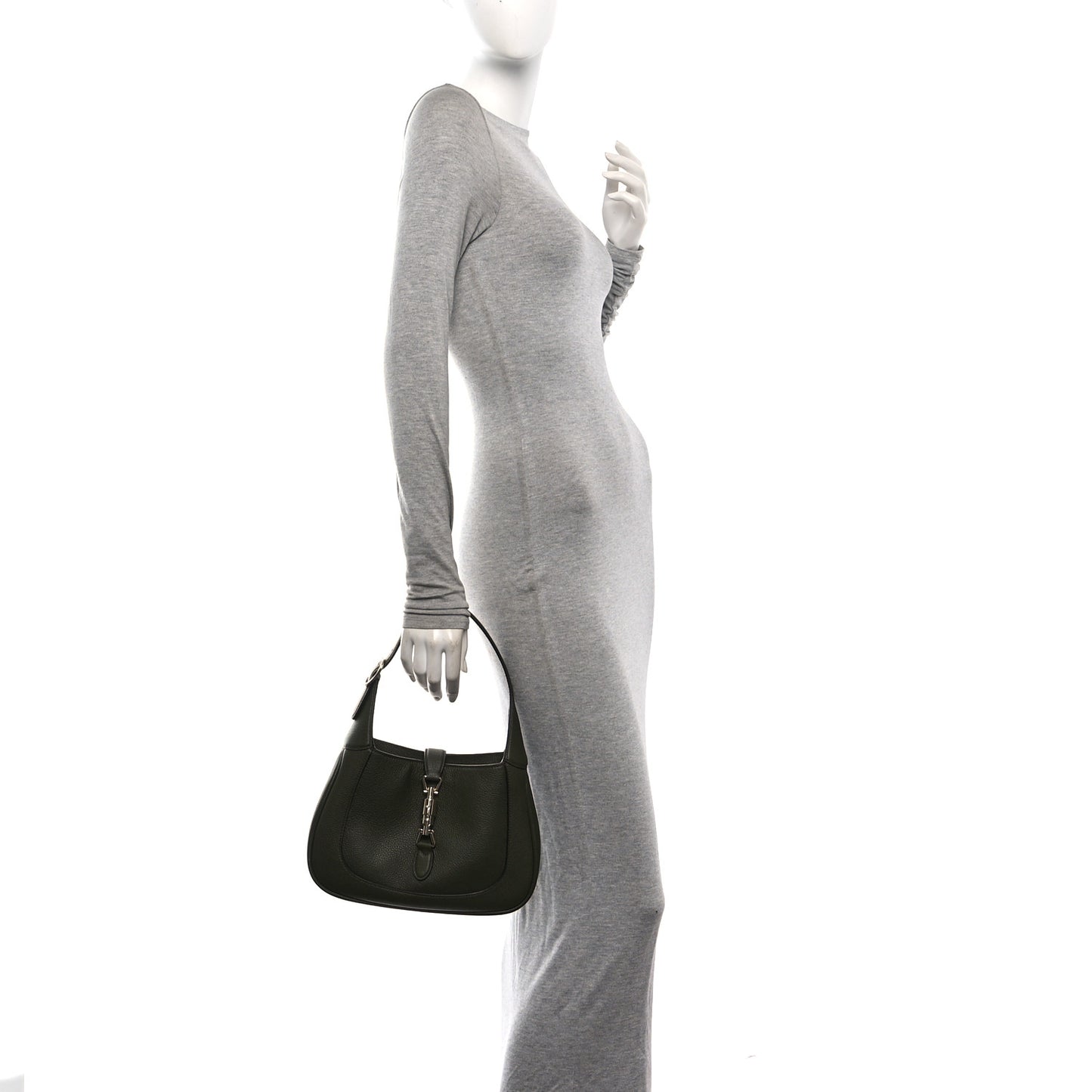 Grand Prix Calfskin Web Medium Jackie 1961 Hobo Dark Green