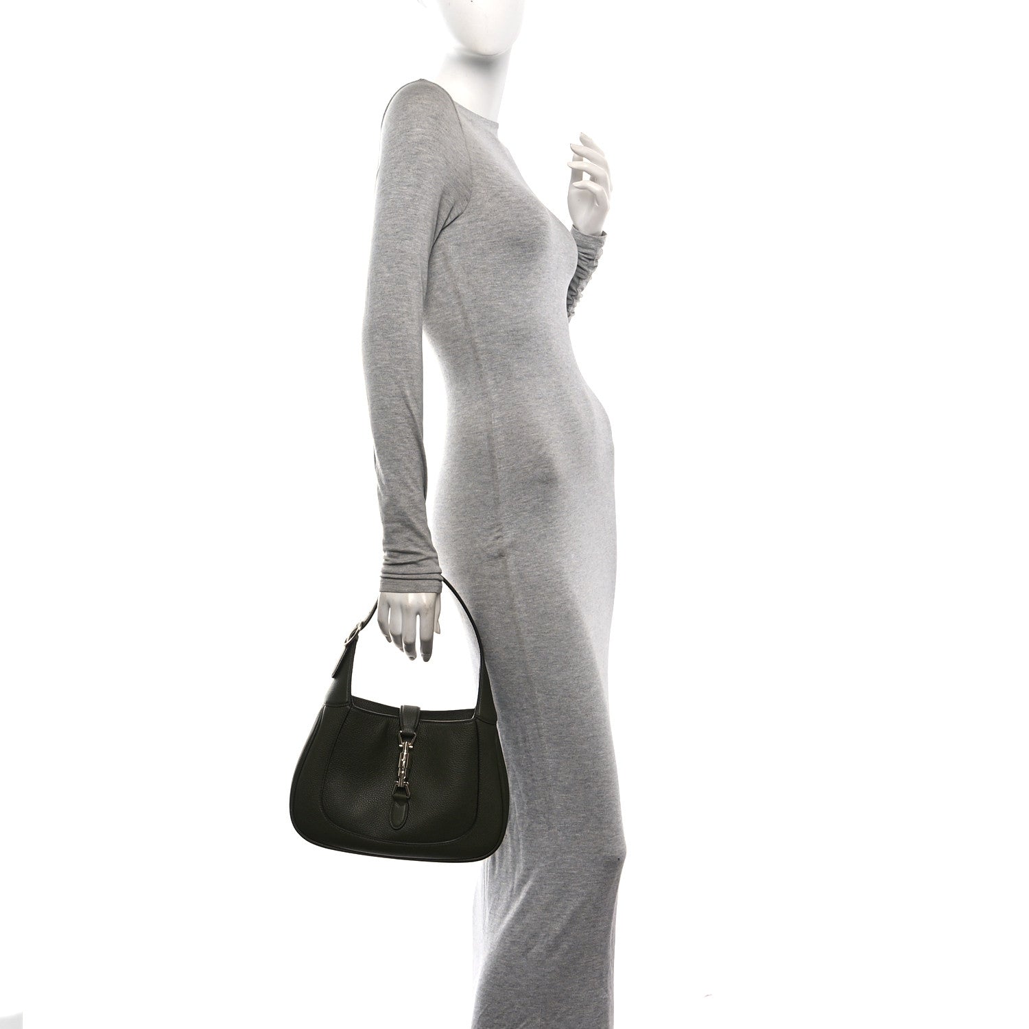 Gucci Grand Prix Calfskin Web Medium Jackie 1961 Hobo Dark Green 2 of 9