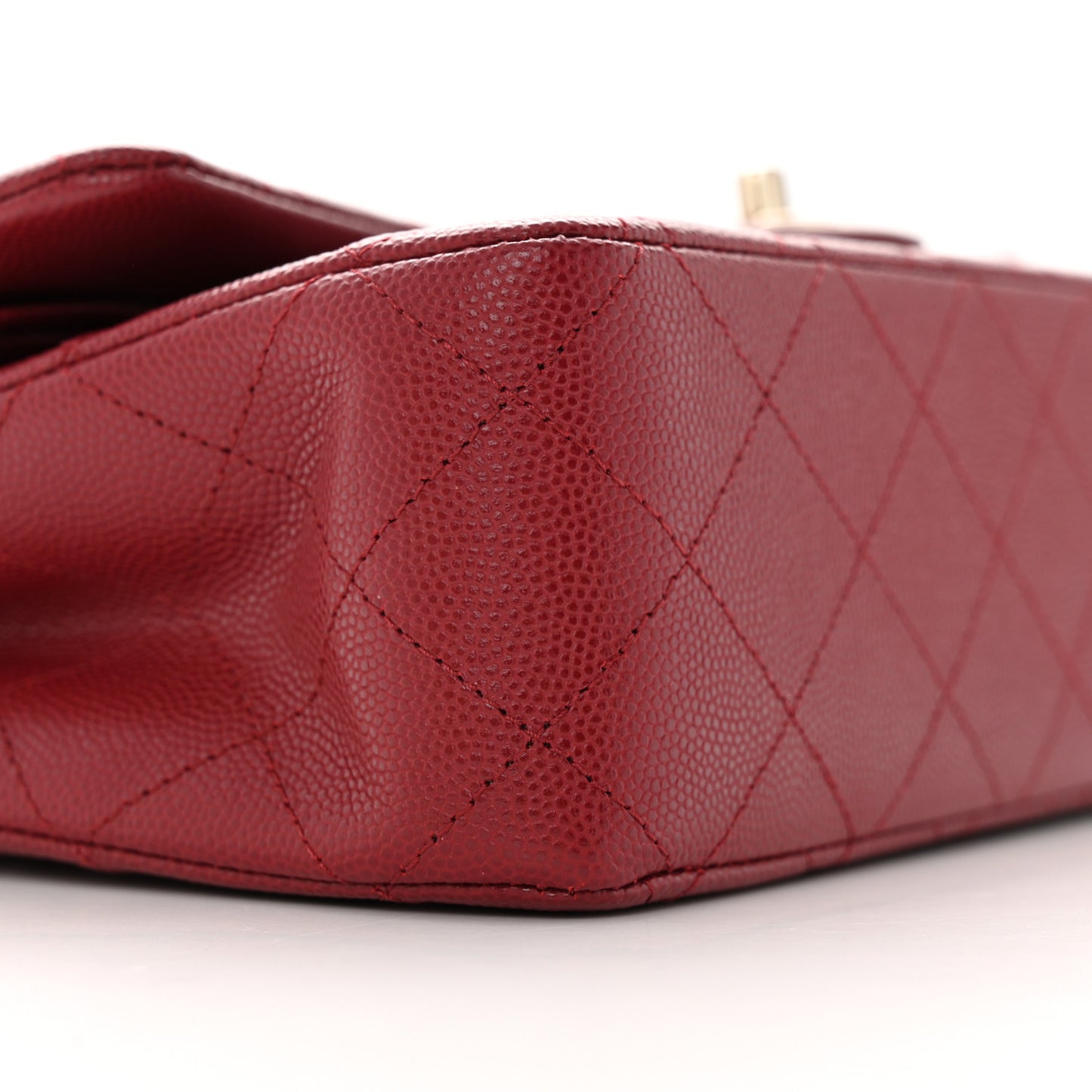 Caviar Quilted Medium Double Flap Dark Red